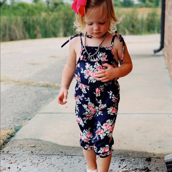 2t handmade romper blue and pink floral - Picture 1 of 2